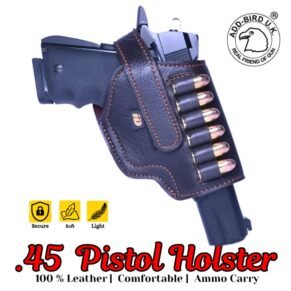 Premium Leather .45 Pistol Holster – Dark Brown