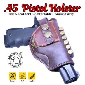 Premium Dark Brown Leather .45 Pistol Holster