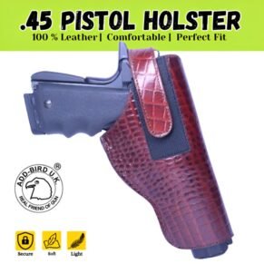 .45 Pistol Holster – Dark Brown Leather
