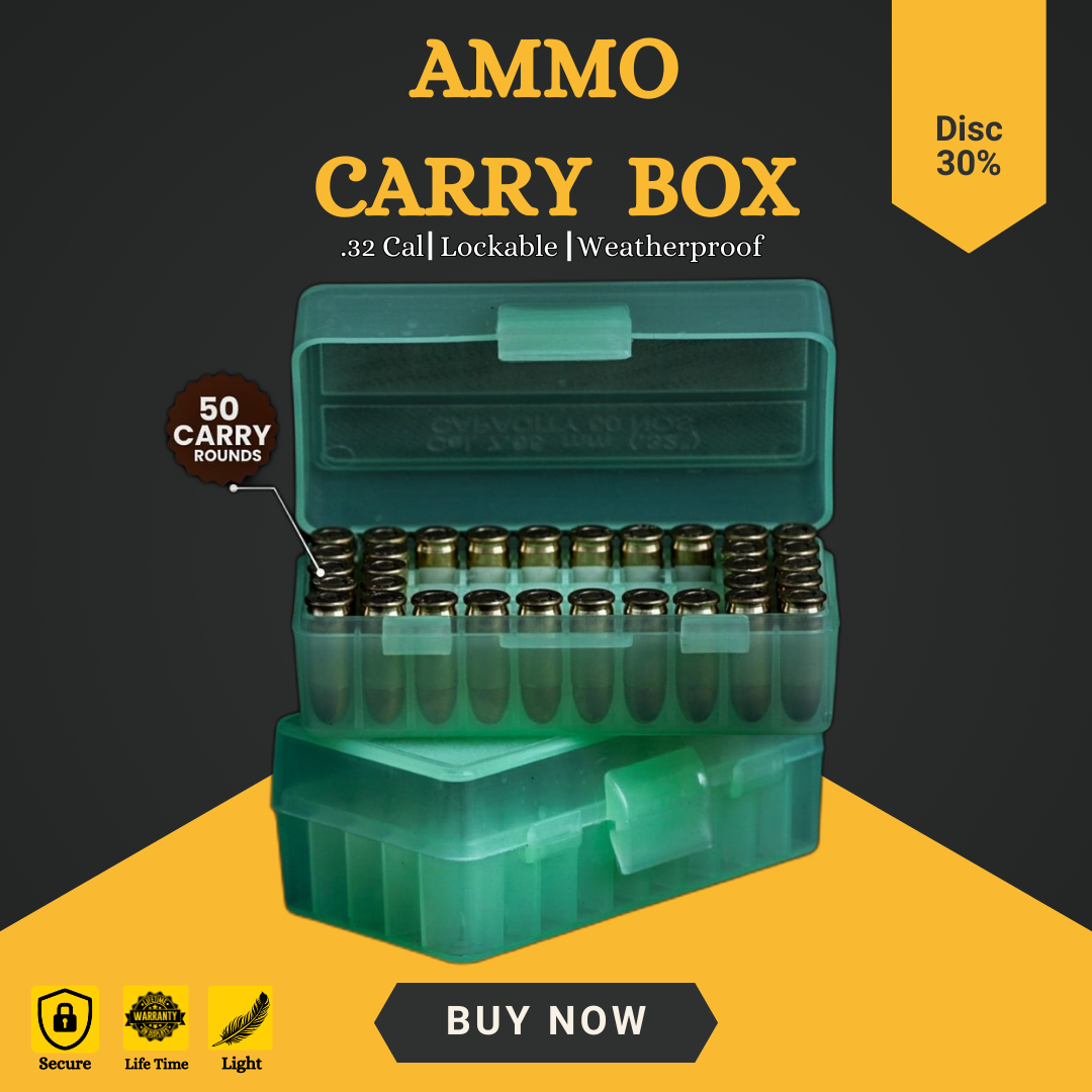 Ammo Carry Box .32 Cal – Lockable & Weatherproof (50 Rounds) | GunGuru.in